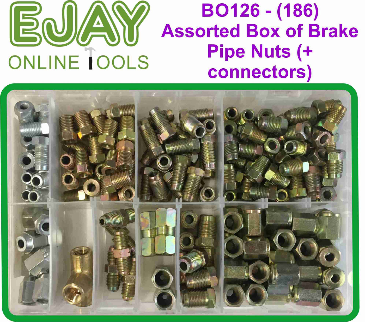 Assorted Box of 186 Assorted Brake Pipe Nuts and Connectors