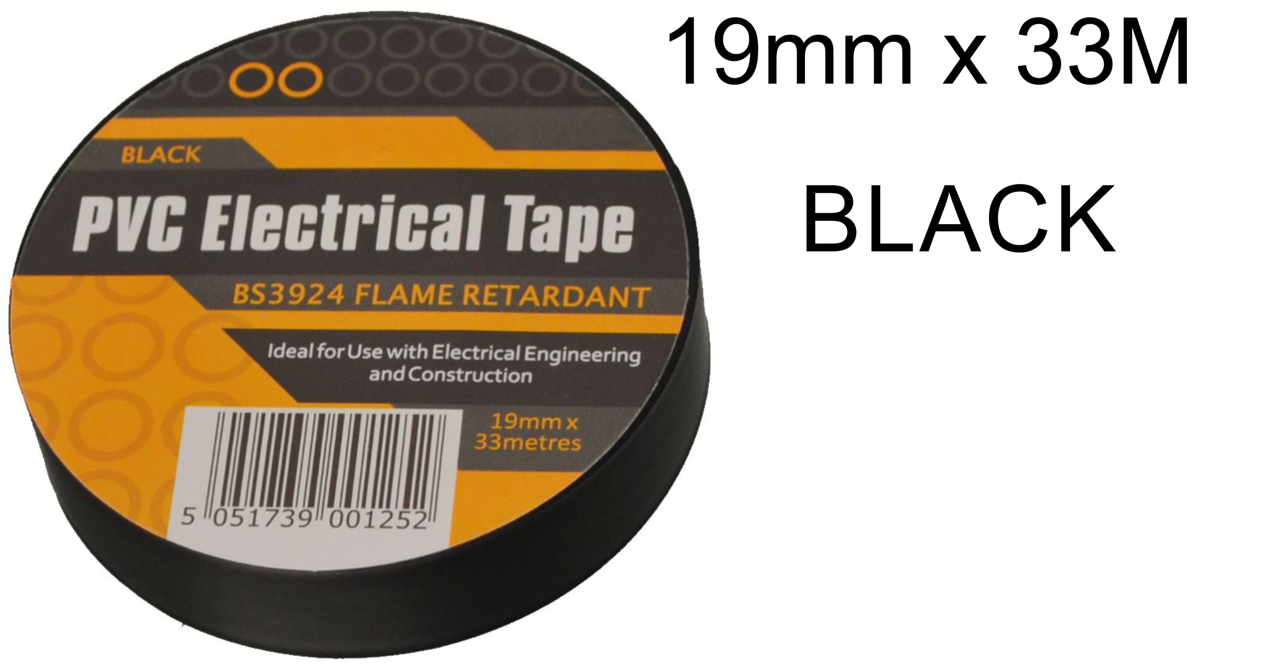 19mm x 33M Black PVC Electrical Tape