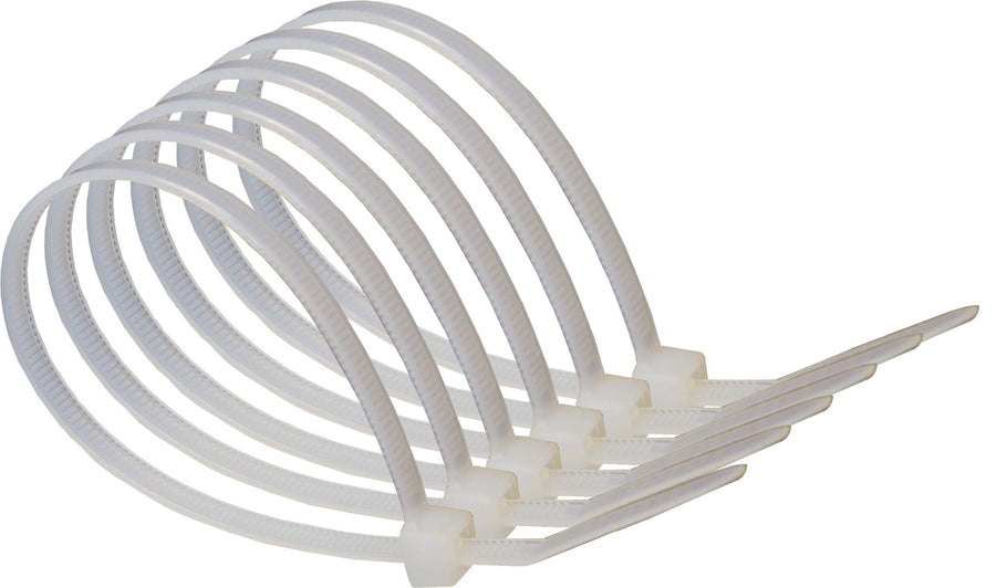 140mm x 3.6mm White Cable Ties x 10
